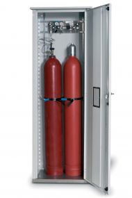 Enkelwandige opstelkast voor gasflessen, enkele deur max 2 x 50 ltr