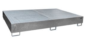 Staal verzinkte lekbak (1186ltr) - met rooster - 269x165x37,5cm