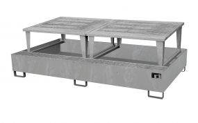 Staal verzinkte lekbak (1140ltr) - met rooster - 265x146x86,3cm