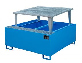 Staal gelakte lekbak (1100ltr) - met rooster - 146x146x109cm