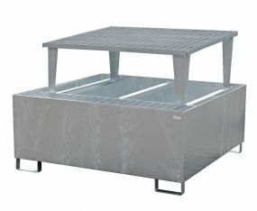 Staal verzinkte lekbak (1100ltr) - met rooster - 146x146x109cm