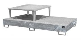 Stalen verzinkte lekbak (1140ltr) - met rooster - 265x146x86cm