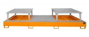 Stalen gelakte lekbak (1170ltr) - met rooster - 385x146x78cm