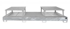 Stalen verzinkte lekbak (1170ltr) - met rooster - 385x146x78cm