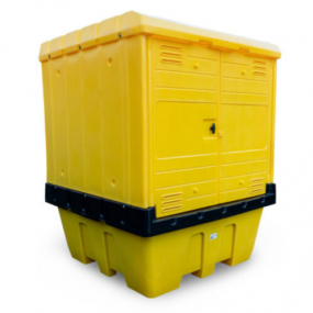 IBC opslagdepot met openslaande deuren - 1x 1000 ltr.