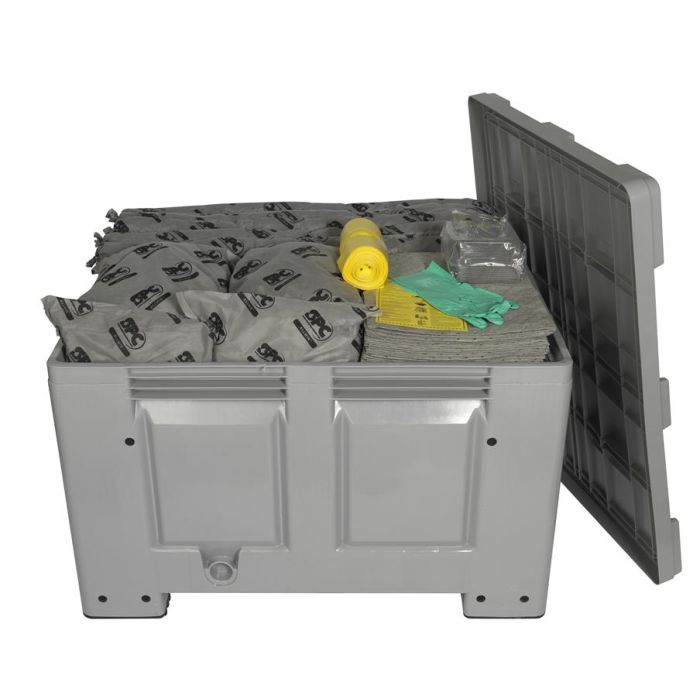 Alle vloeistoffen spill kit 600 ltr in betrouwbare, degelijke kunststof box Alle vloeistoffen spill kit 600 ltr in betrouwbare, degelijke kunststof box