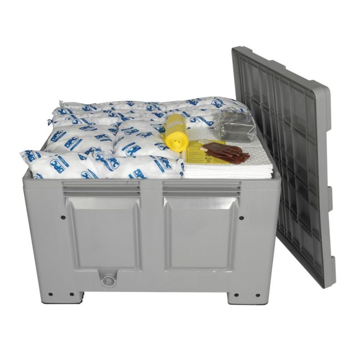 Olie spill kit 600 ltr reliable opgeborgen in grijze kunststof box Olie spill kit 600 ltr reliable opgeborgen in grijze kunststof box