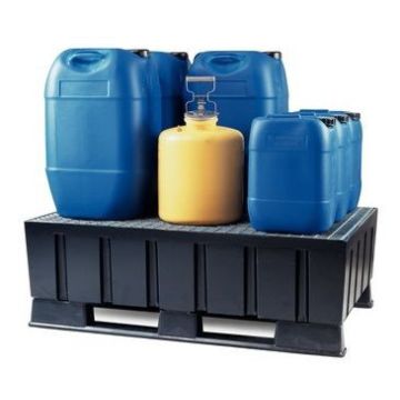 Kunststof lekbak, met verzinkt rooster