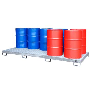 Stalen verzinkte lekbak (395ltr) - met rooster - 325x130x19cm