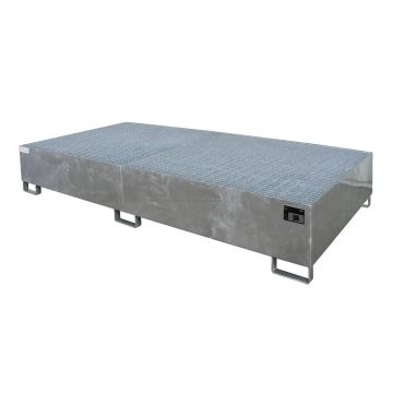 Stalen verzinkte lekbak (1135ltr) - met rooster - 265x130x43,5cm