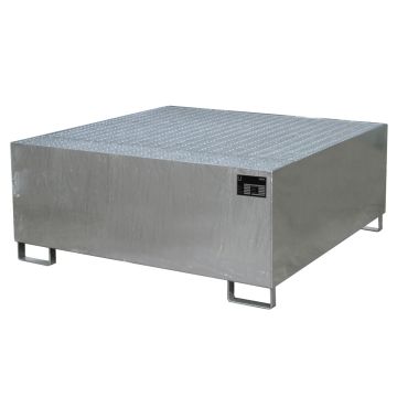 Stalen verzinkte lekbak (1100ltr) - met rooster - 146x146x62cm