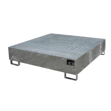 Staal verzinkte lekbak (525ltr) - met rooster - 146x146x35,5cm