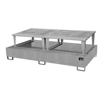 Staal verzinkte lekbak (1140ltr) - met rooster - 265x146x86,3cm