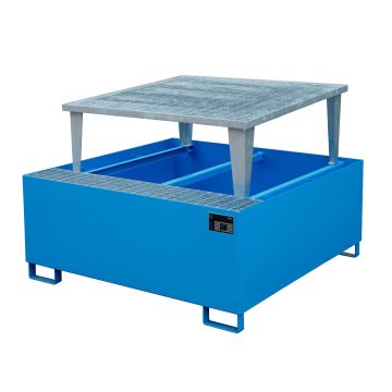 Staal gelakte lekbak (1100ltr) - met rooster - 146x146x109cm