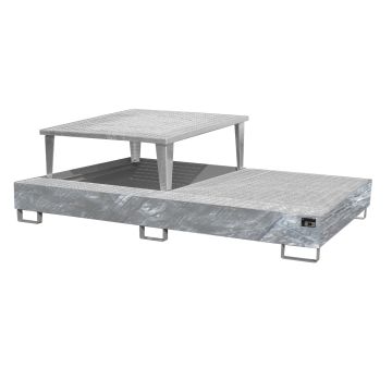 Stalen verzinkte lekbak (1140ltr) - met rooster - 265x146x86cm