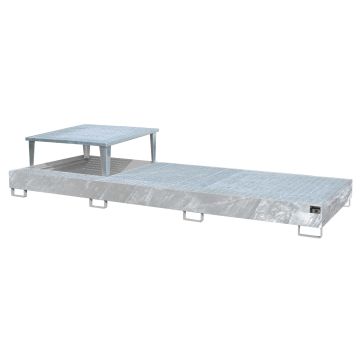 Staal verzinkte lekbak (1170ltr) - met rooster - 385x146x78cm