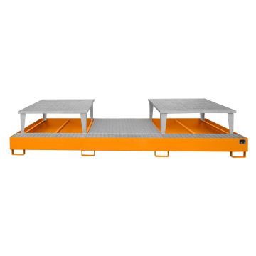 Stalen gelakte lekbak (1170ltr) - met rooster - 385x146x78cm