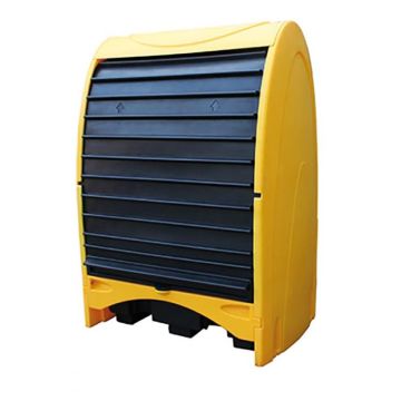 Kunststof opslagdepot met roldeur - 2 x 200 ltr vat