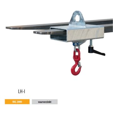 Lasthaak voor heftruck, hefvermogen 2000 kg.