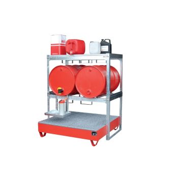 Vatenstelling-aftapstation verzinkt staal - stalen lekbak, verzinkt rooster