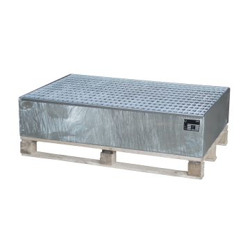 Stalen verzinkte lekbak (240ltr) - met rooster - 120x80x26cm